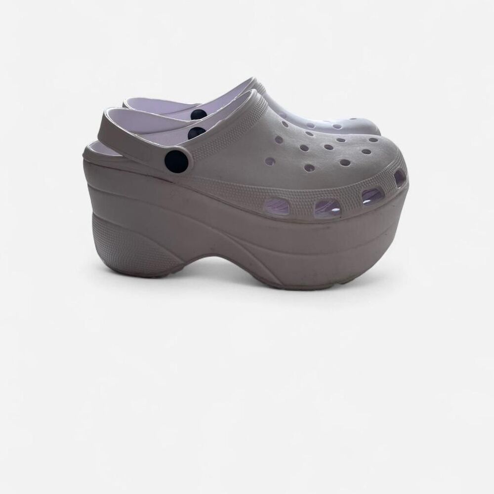 Crocs-like white platform clogs